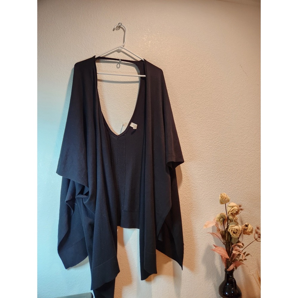 Lululemon Yoga pilates Wrap Black OS Cotton Silk Blend Poncho Shawl Cardigan